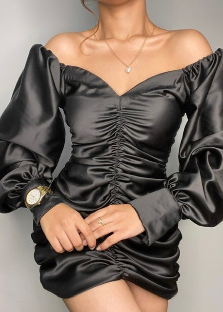 Ruched Satin Dress