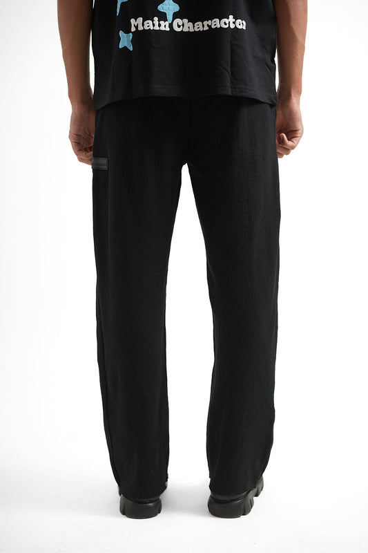 Men's Black Waffle Lounge Pants Main Character