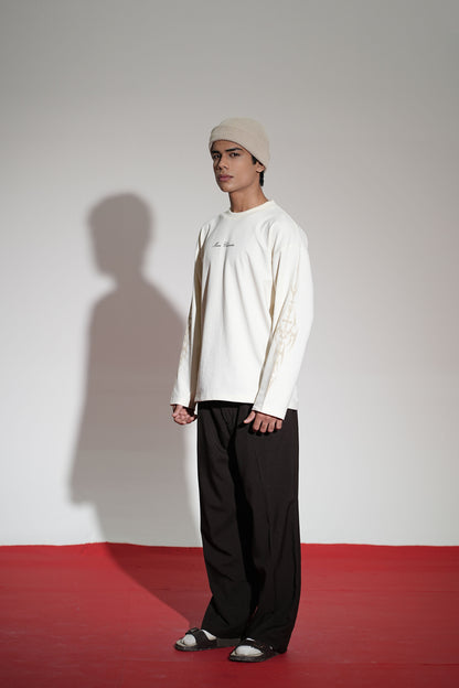 Inferno Printed Cream Oversized Sweatshirt Main Character