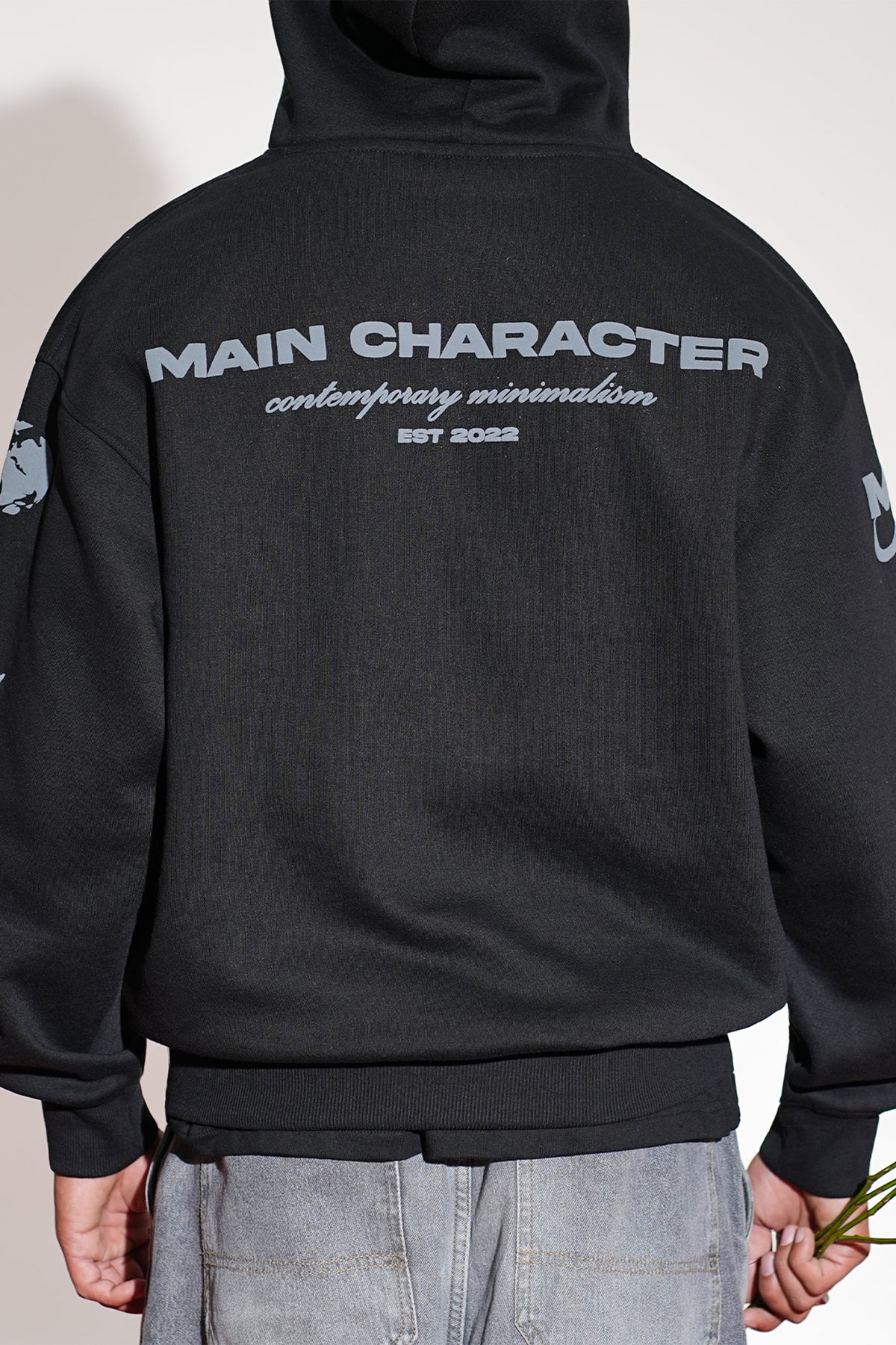 Imperial Printed Black Oversized Zipper Hoodie Main Character