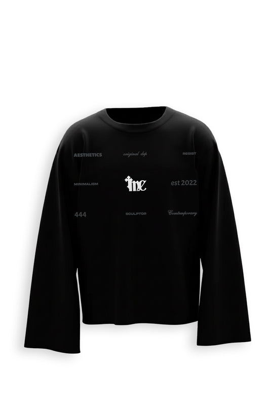 Nexus Printed Oversized Black Sweatshirt Main Character