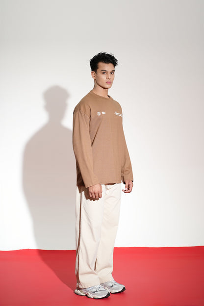 Repirator Of Acid Printed Oversized Beige Sweatshirt Main Character