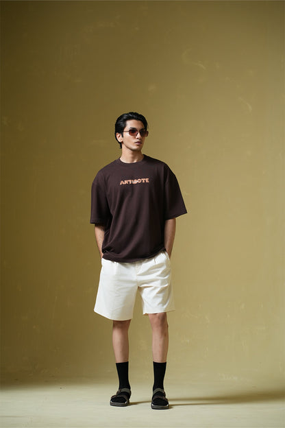 Antidote Heavyweight Oversized Printed Brown T-Shirt Main Character