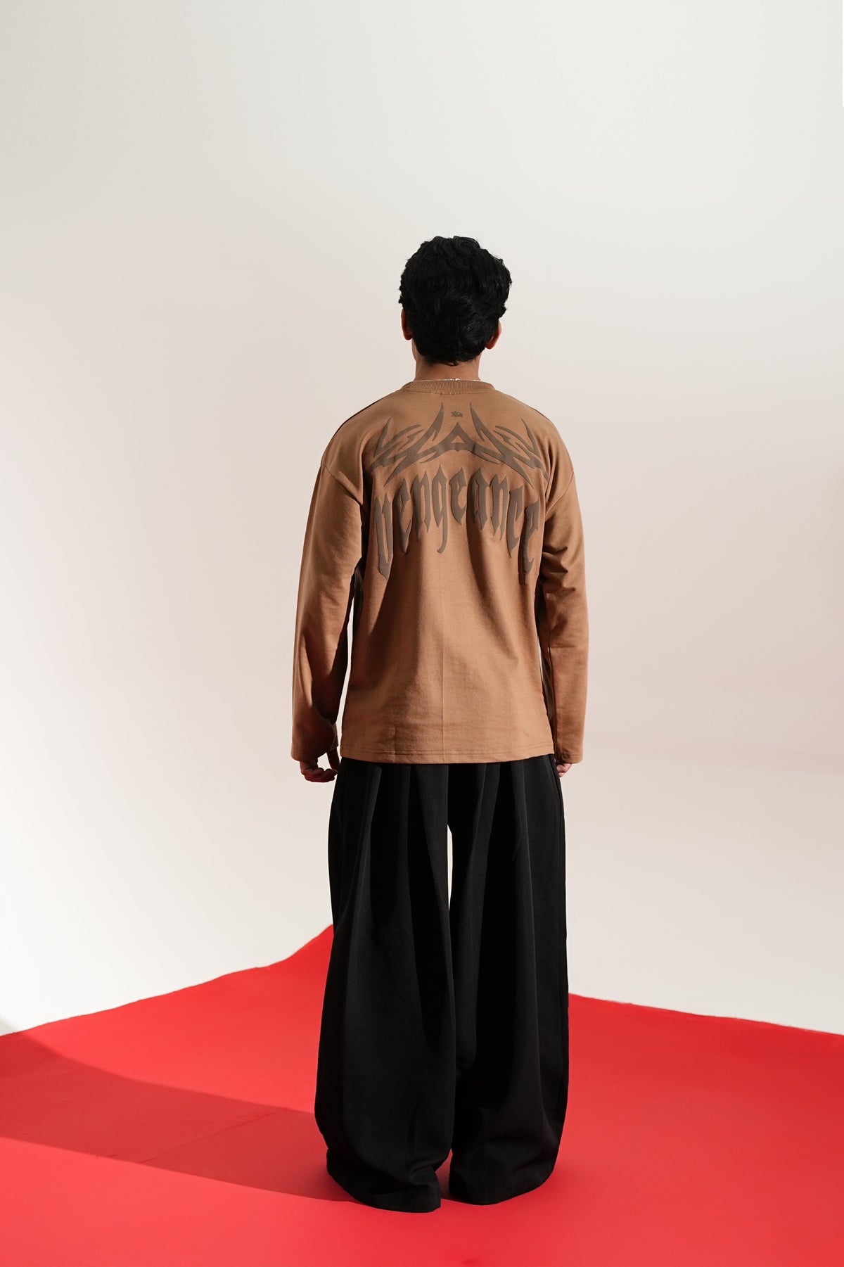 Vengeance Printed Brown Oversized Sweatshirt Main Character