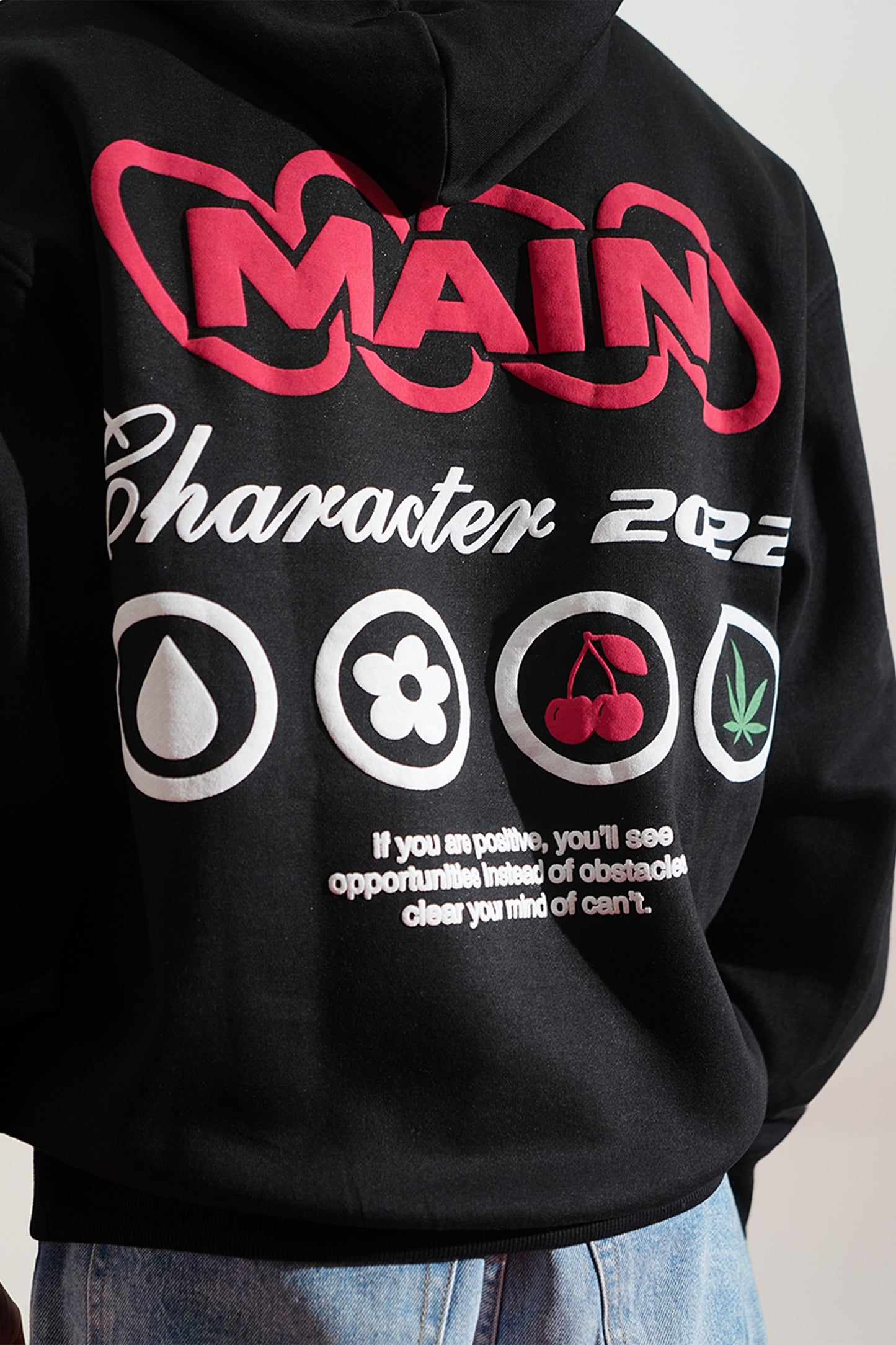 Digital Blackout Oversized Black Hoodie Main Character