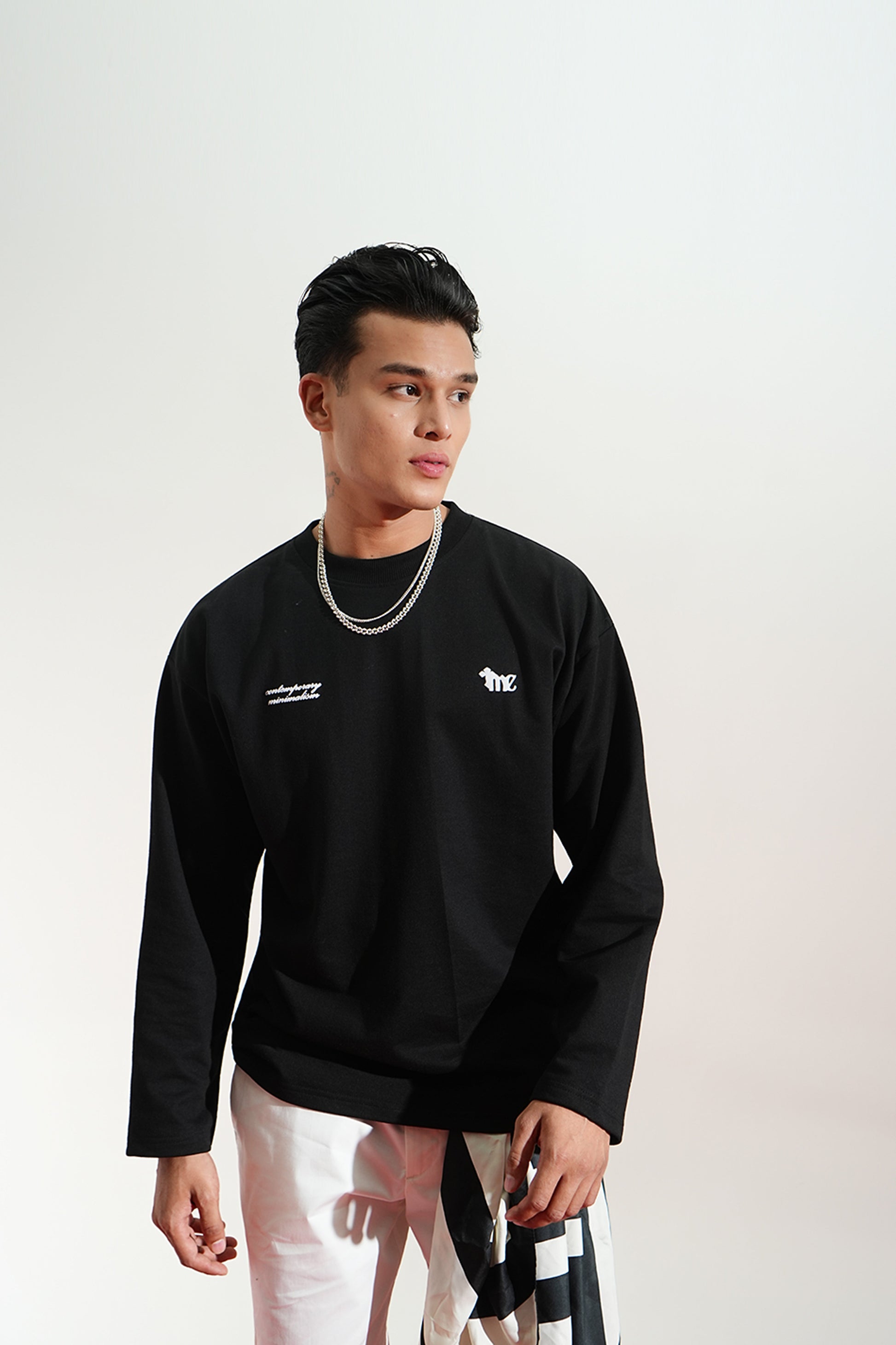 Midnight Eco Printed Oversized Black T-Shirt Main Character