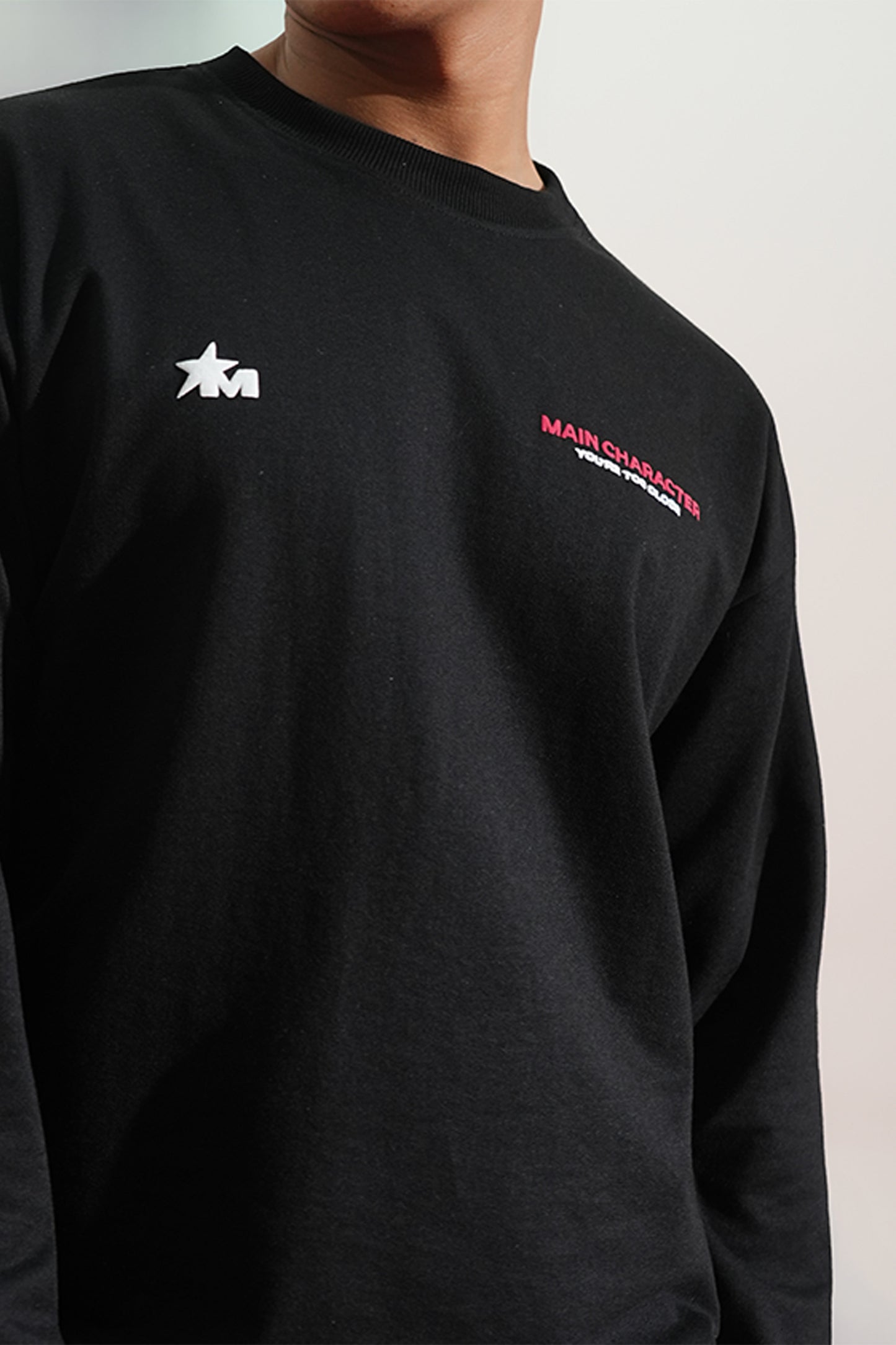 Heading To Work Printed Oversized Black Sweatshirt Main Character