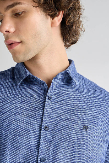 Cobalt Textured Weave Shirt