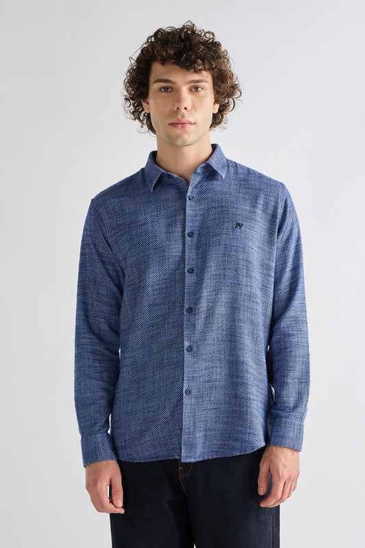 Cobalt Textured Weave Shirt