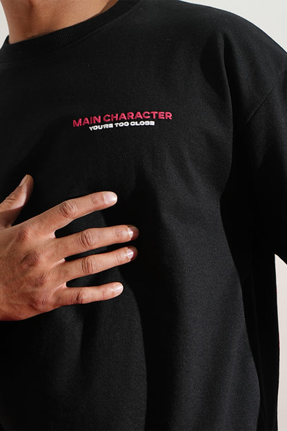 Heading To Work Printed Oversized Black Sweatshirt Main Character