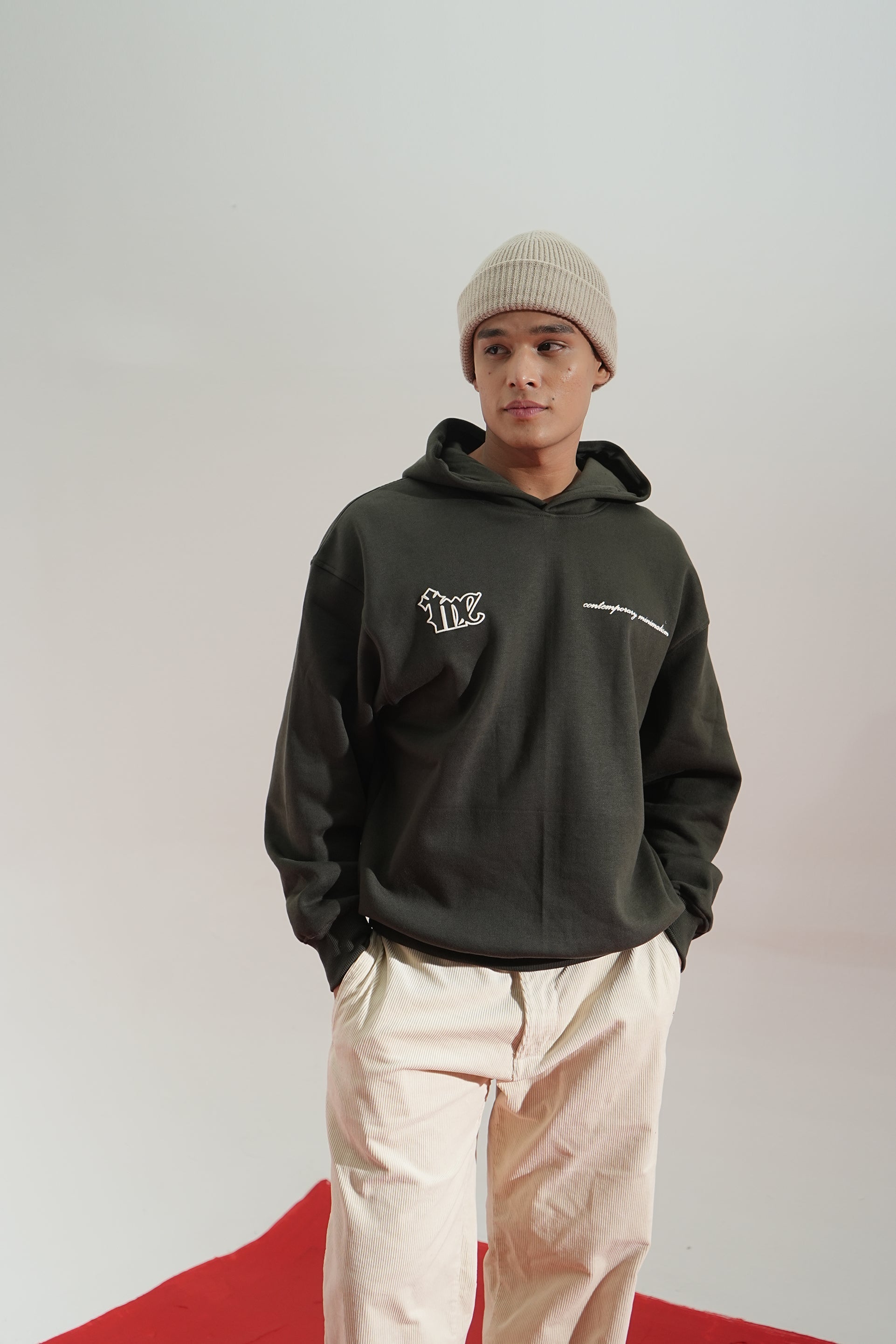 Shadow Line Printed Oversized Grey Hoodie Main Character