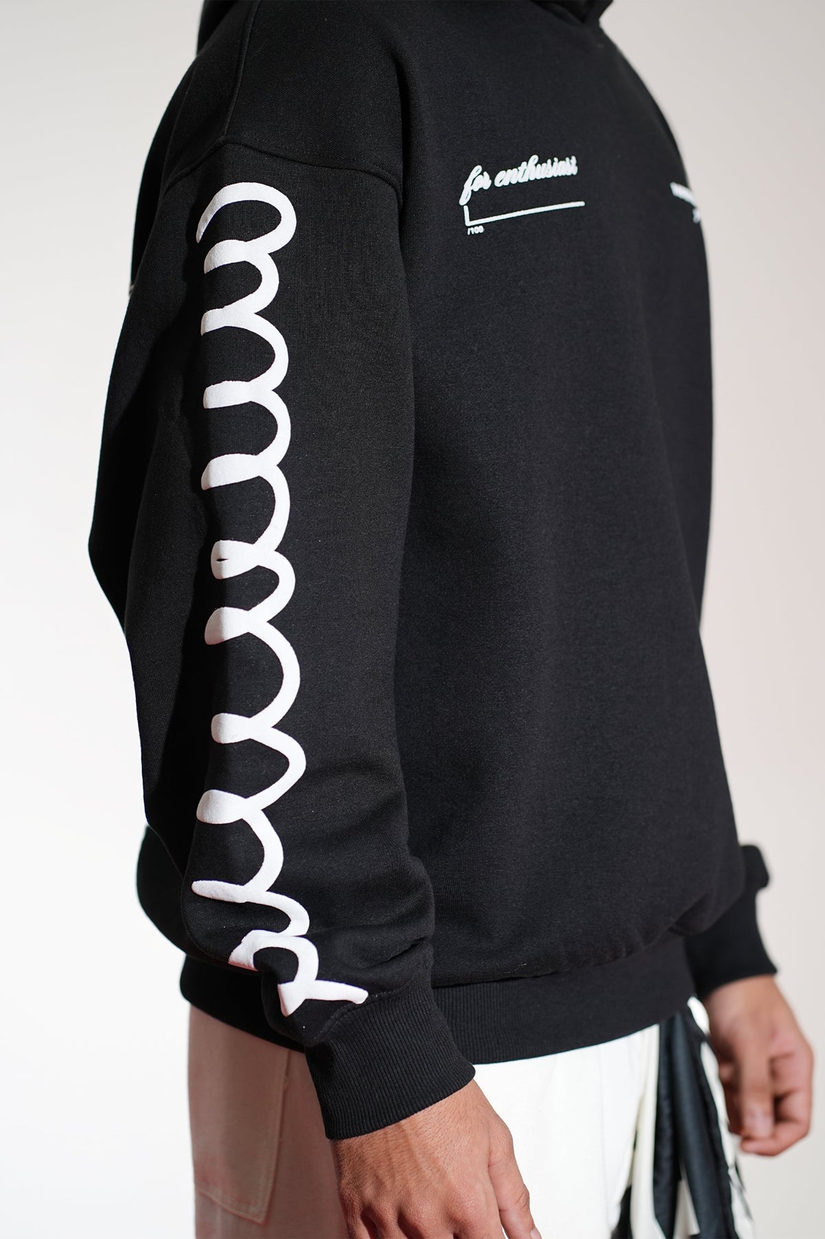 Core Printed Oversized Black Hoodie Main Character