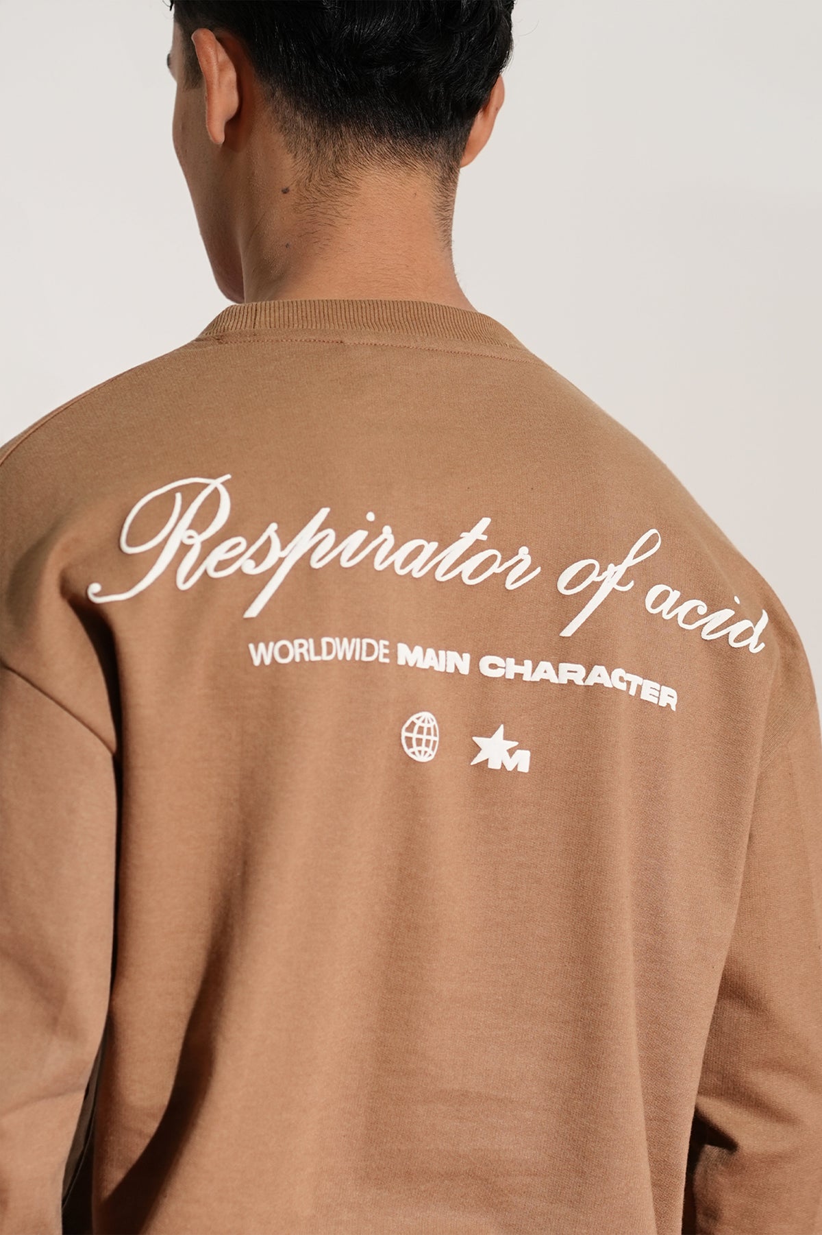 Repirator Of Acid Printed Oversized Beige Sweatshirt Main Character