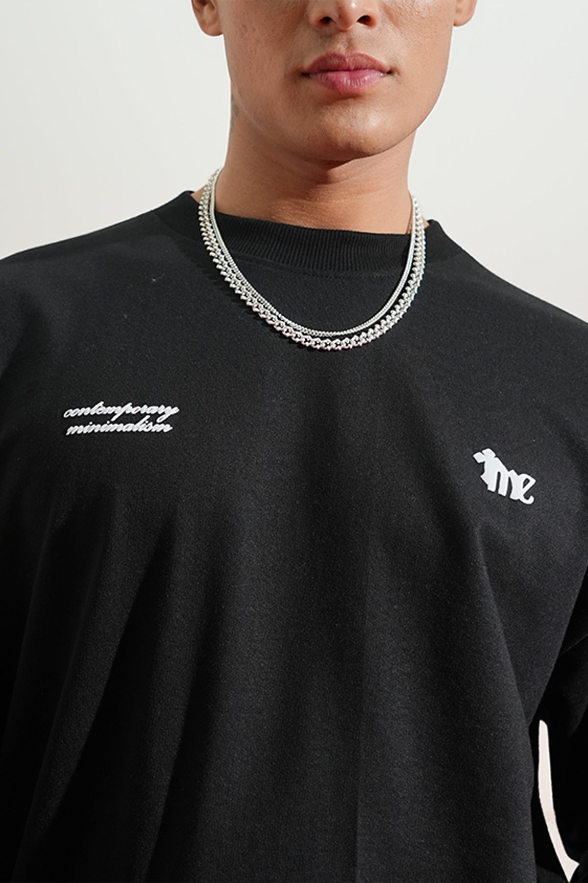 Midnight Eco Printed Oversized Black T-Shirt Main Character
