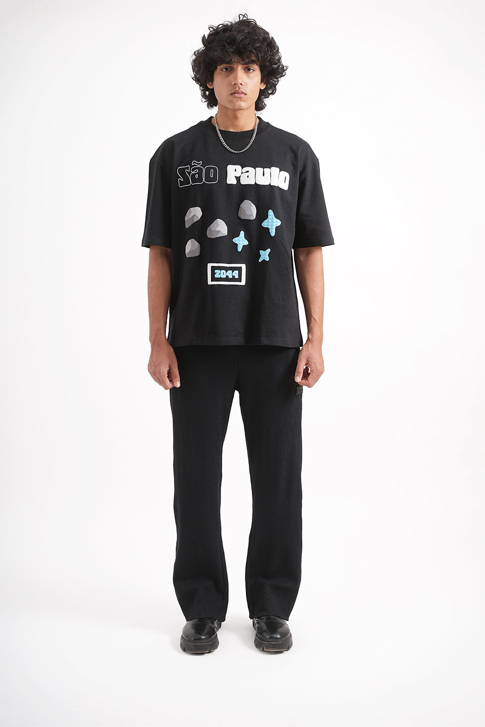 Men's Black Waffle Lounge Pants Main Character