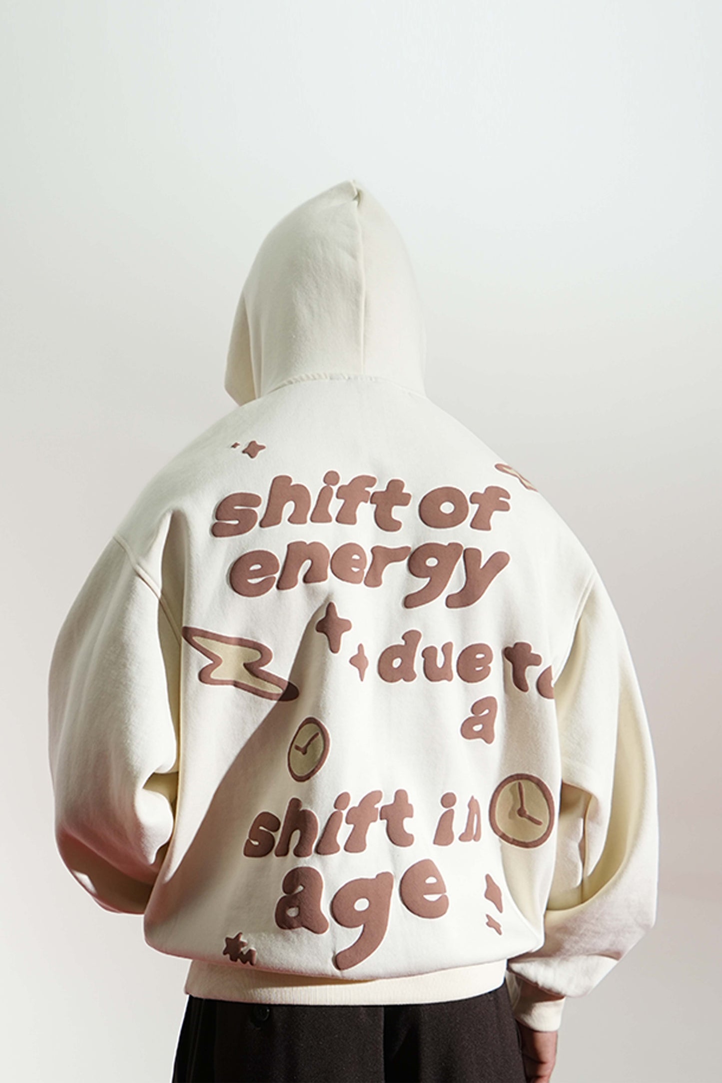 Shift Of Energy Printed Oversized Beige Hoodie Main Character