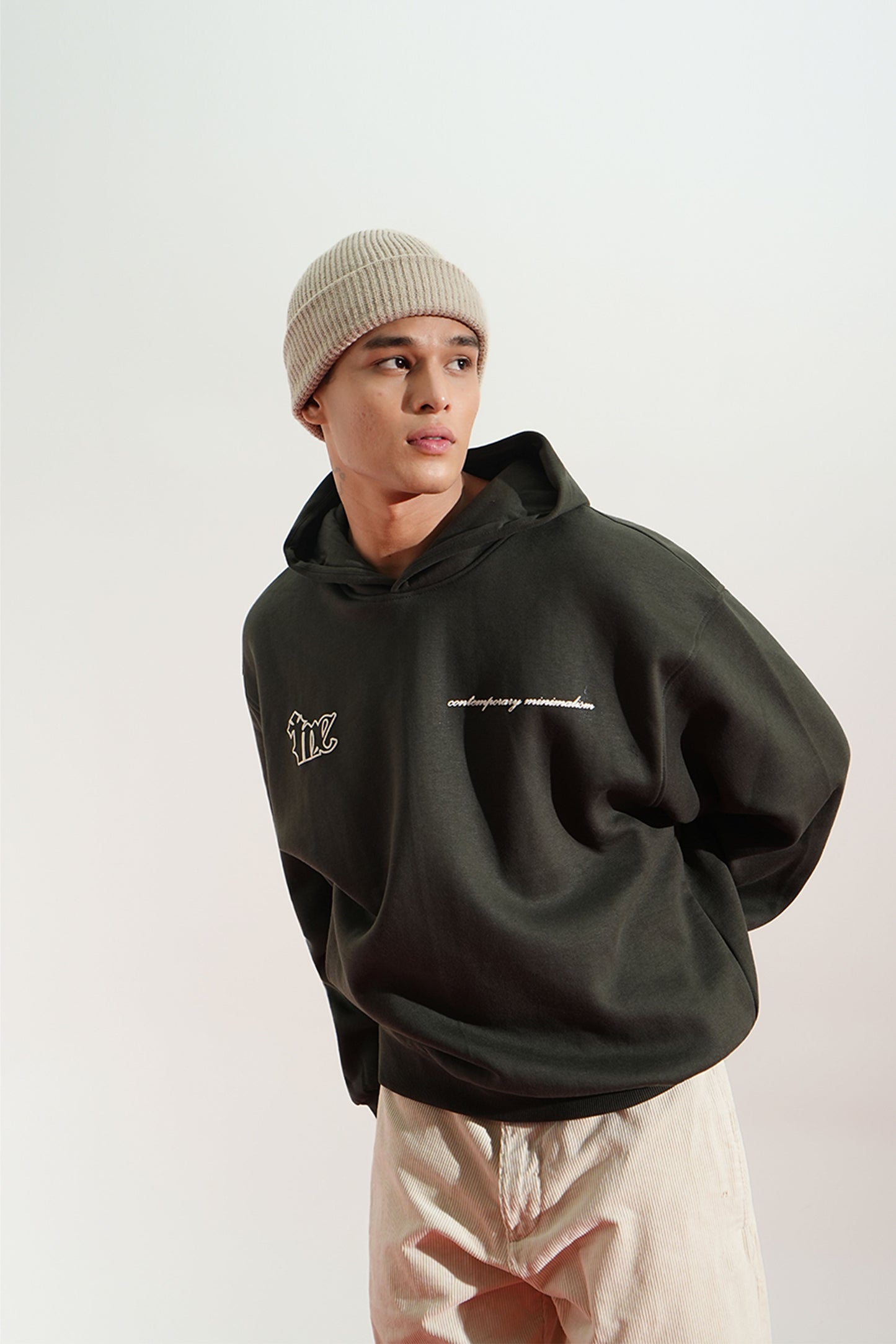 Shadow Line Printed Oversized Grey Hoodie Main Character