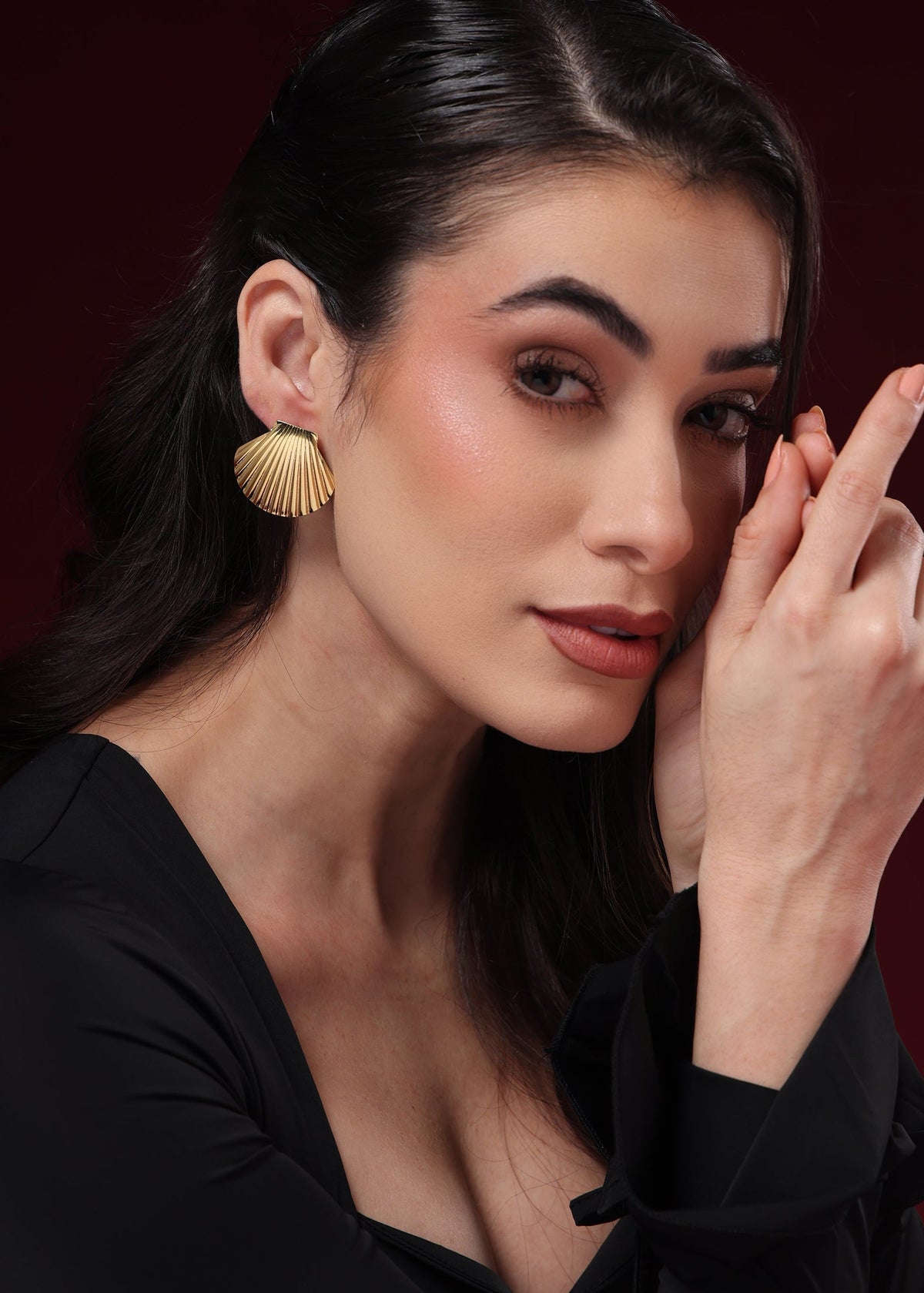Golden Seashell Stud Earrings De Novoo
