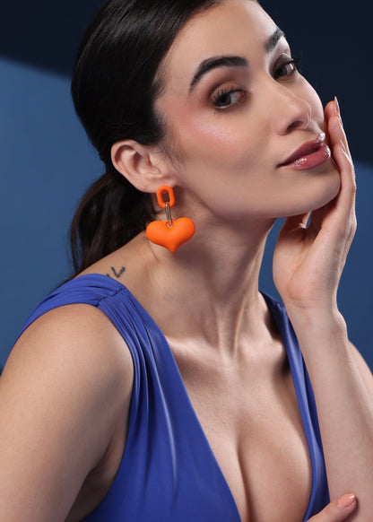 Orange Heart Earrings De Novoo