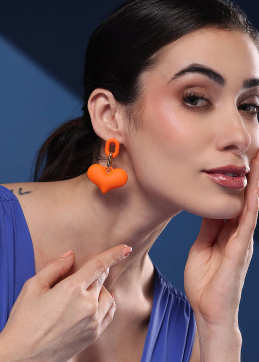 Orange Heart Earrings De Novoo