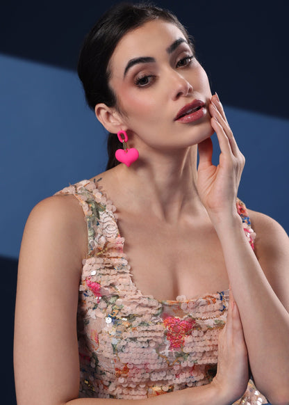 Pink Heart Earrings De Novoo