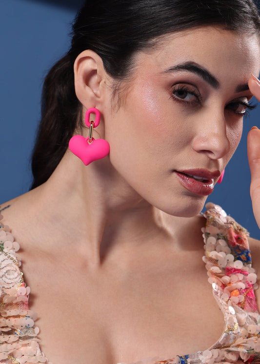 Pink Heart Earrings De Novoo