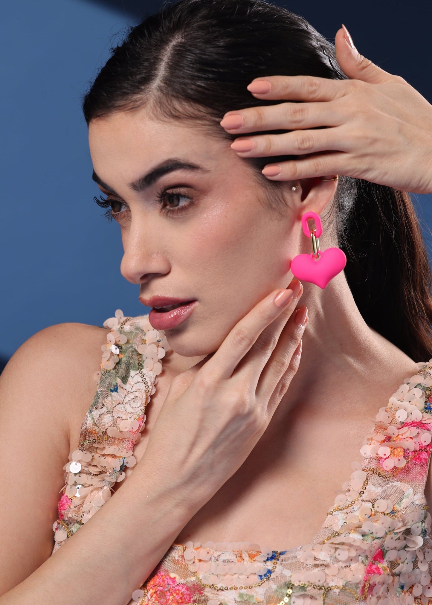 Pink Heart Earrings De Novoo