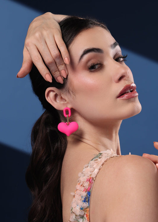 Pink Heart Earrings De Novoo