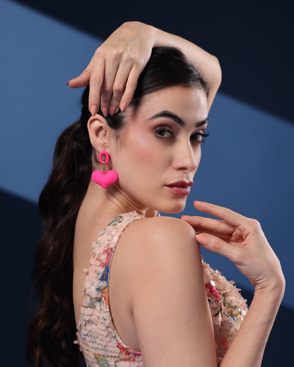 Pink Heart Earrings De Novoo