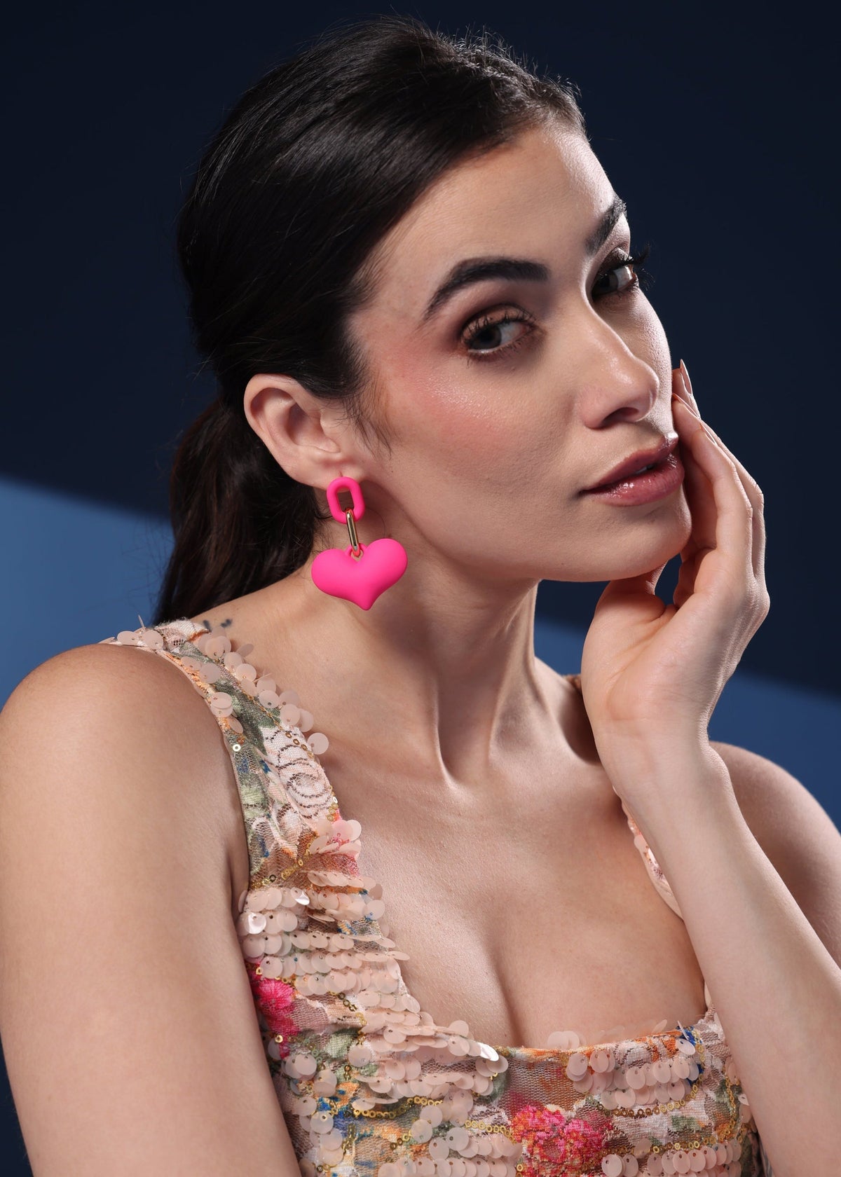 Pink Heart Earrings De Novoo