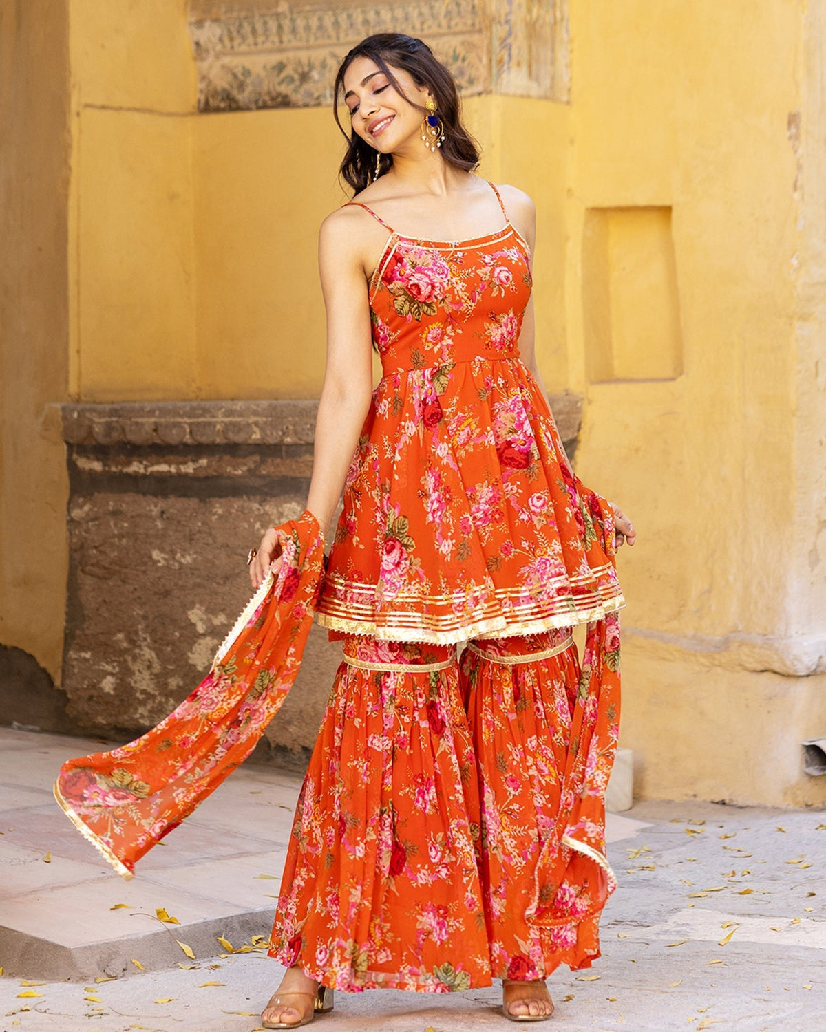 TAARA CHIFFON SHARARA SET