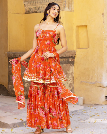 TAARA CHIFFON SHARARA SET