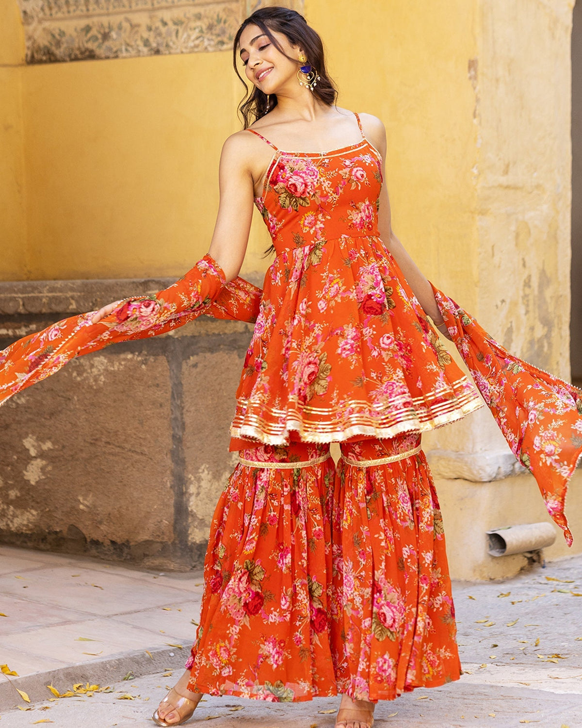 TAARA CHIFFON SHARARA SET