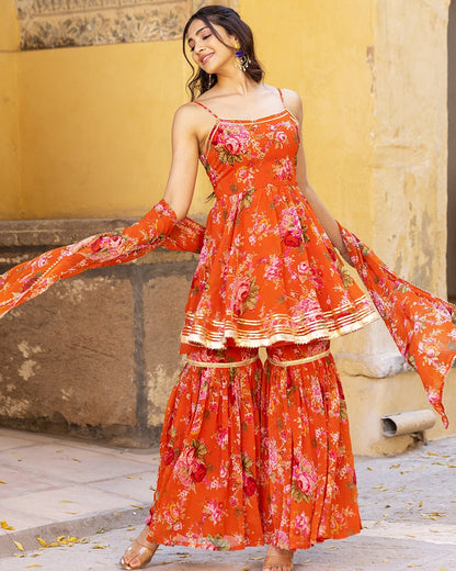 TAARA CHIFFON SHARARA SET