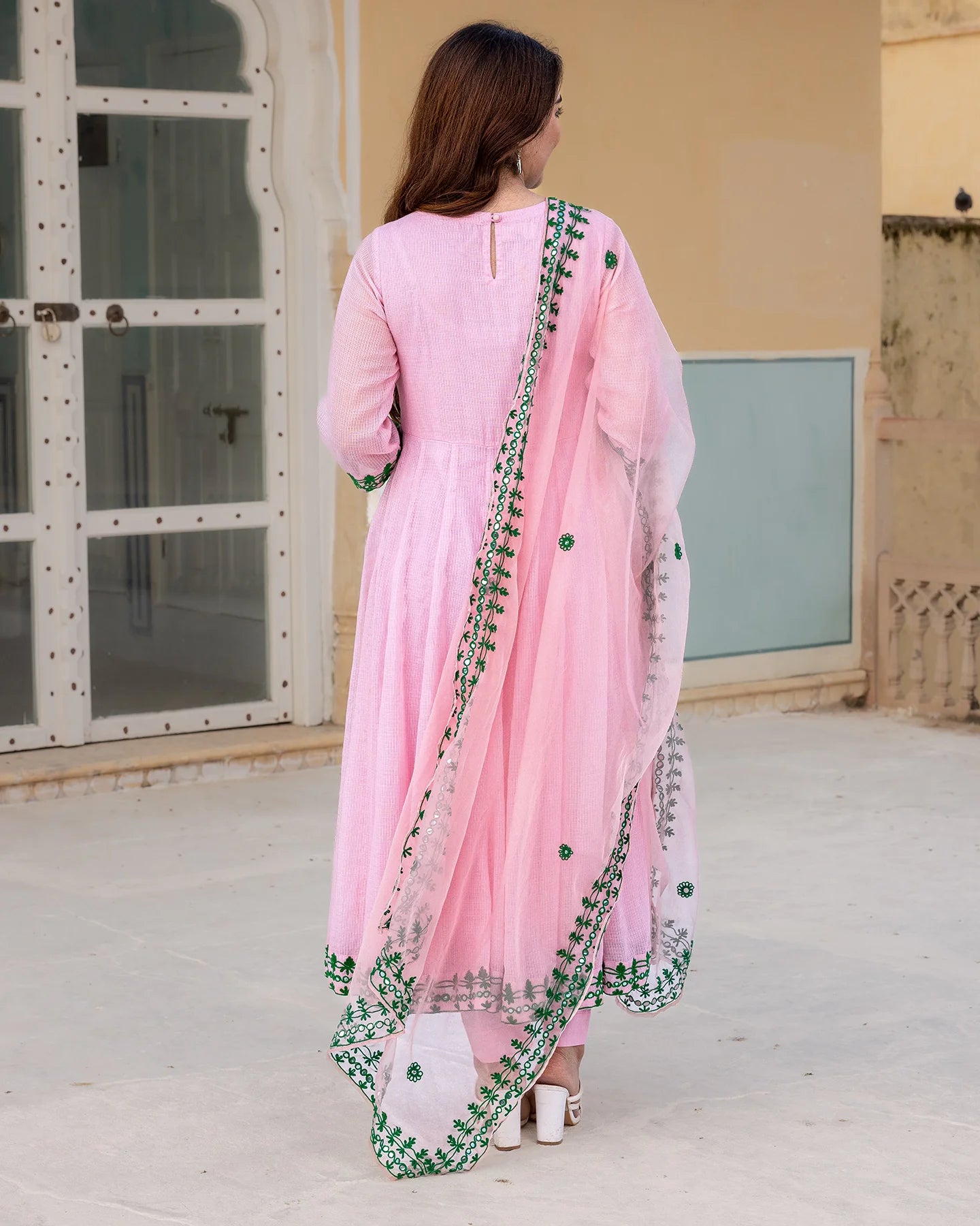 Blush Aari Work Anarkali Set