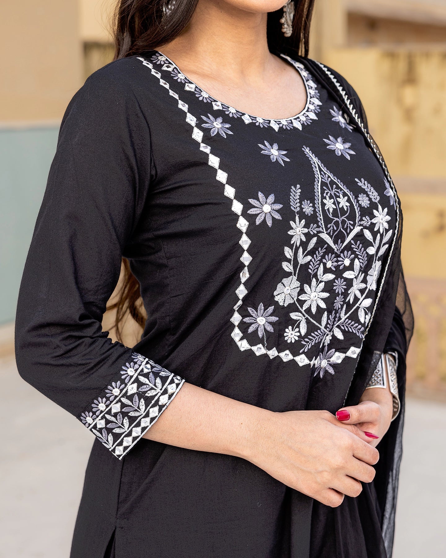 Black Aari Work Suit Set