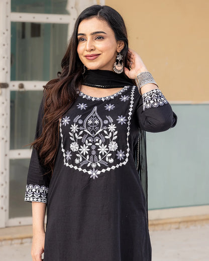 Black Aari Work Suit Set