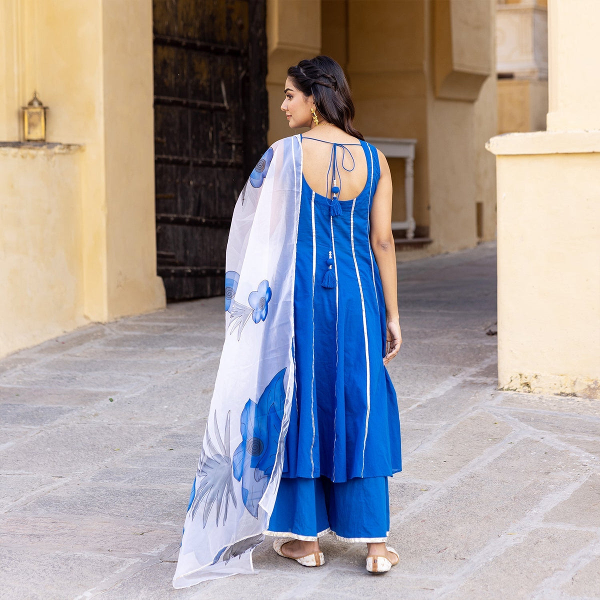 ROYAL BLUE HANDPAINTED SUIT SET