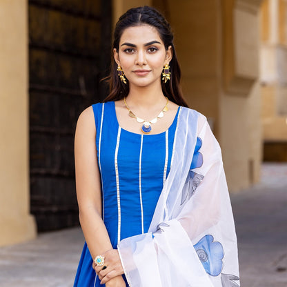 ROYAL BLUE HANDPAINTED SUIT SET