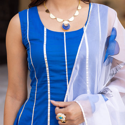 ROYAL BLUE HANDPAINTED SUIT SET
