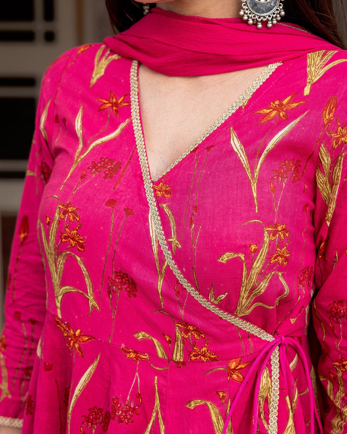 Pink Floral Kalidaar Suit Set