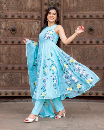 Blue Handpainted Florian Suit set