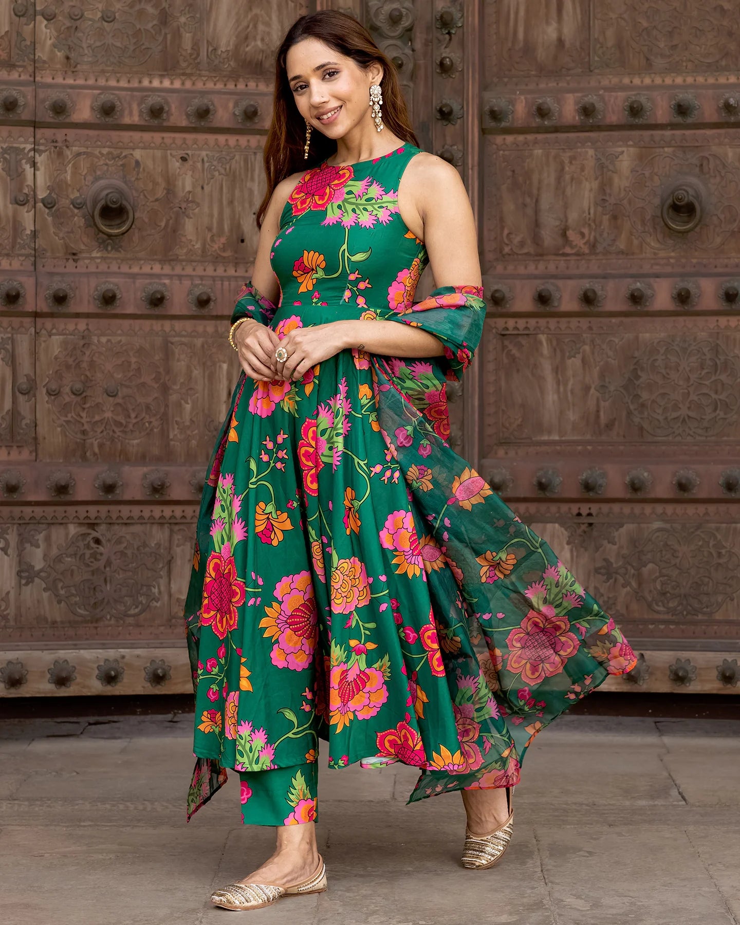 Verdant Florian Anarkali Set