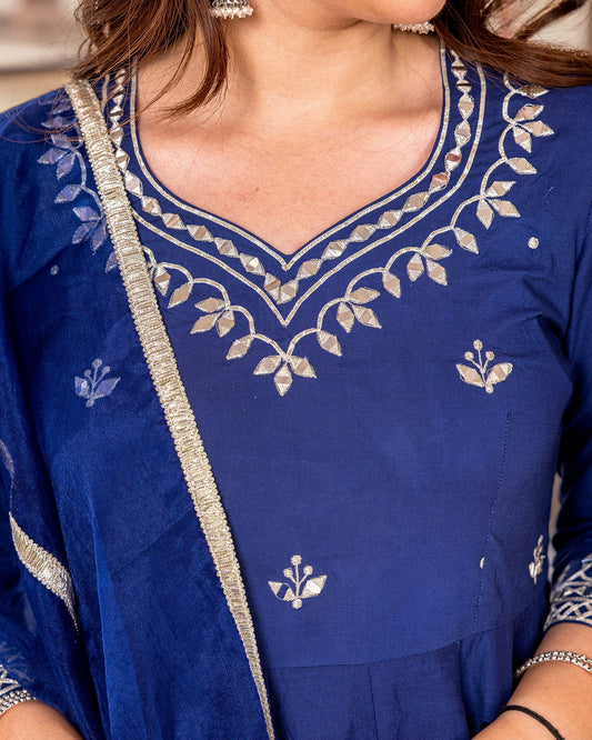 Blue Kaccha Gota Suit Set