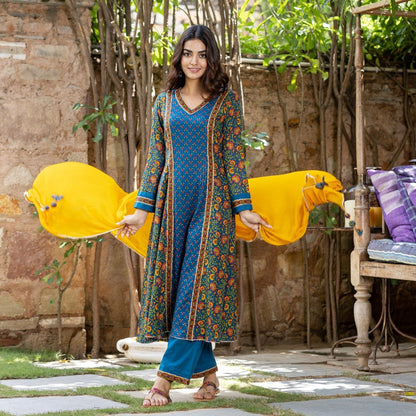 Hoor Blue Lurex Cotton Suit