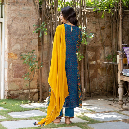 Hoor Blue Lurex Cotton Suit
