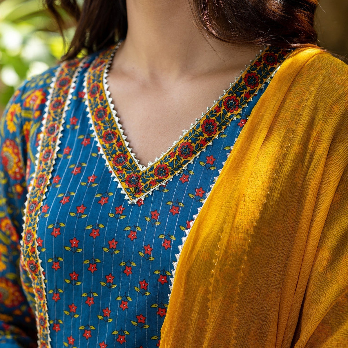 Hoor Blue Lurex Cotton Suit