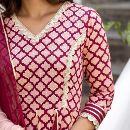 Maroon Mehrab Suit Set