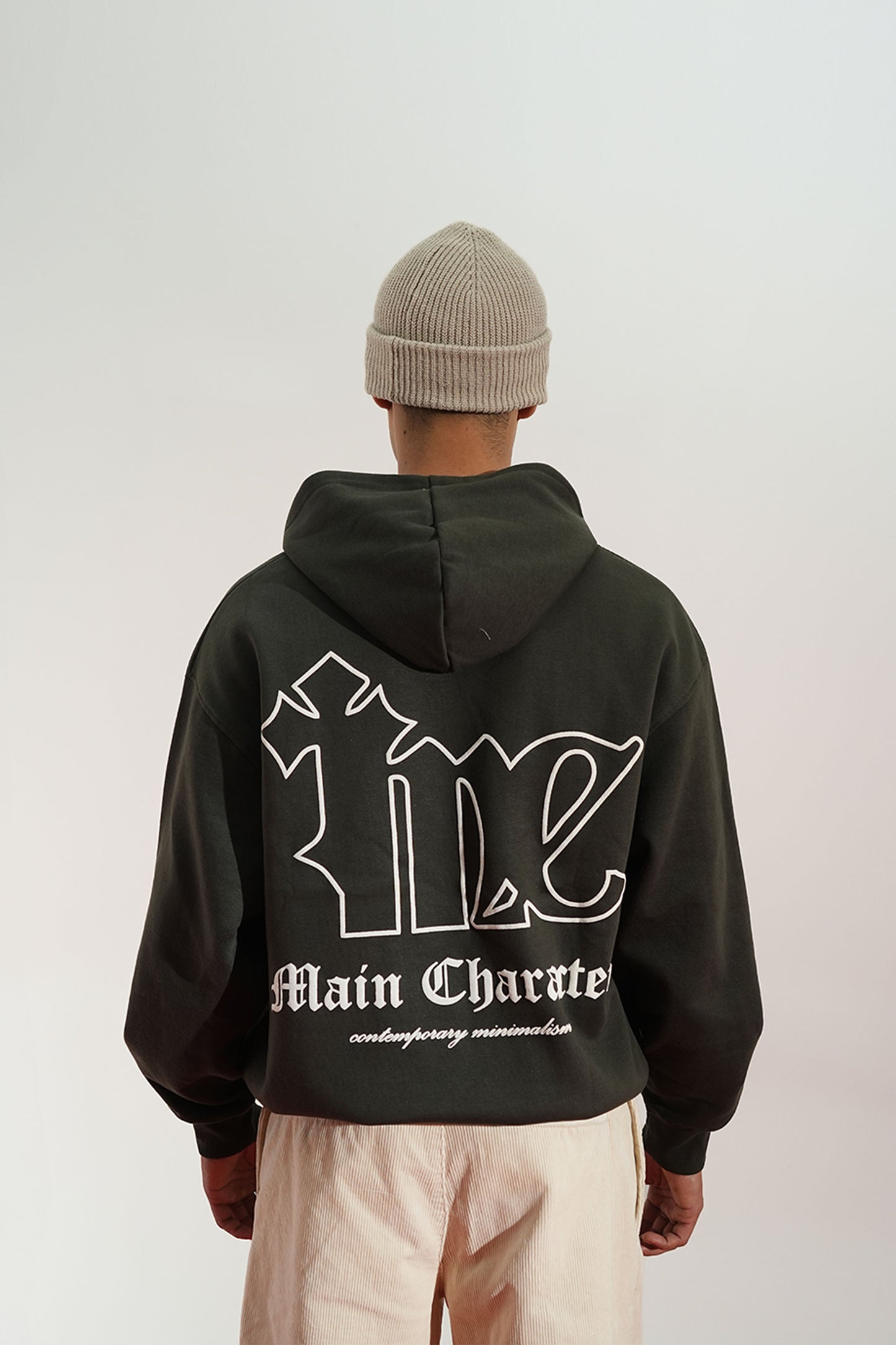 Shadow Line Printed Oversized Grey Hoodie Main Character