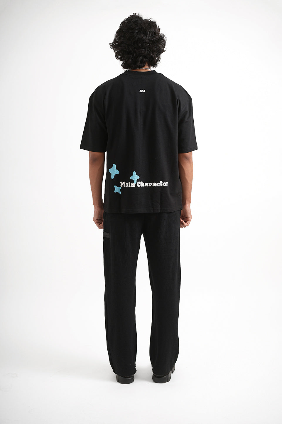 Men's Black Waffle Lounge Pants Main Character